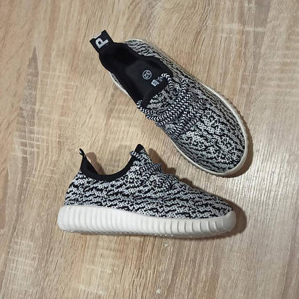 розмір 32 Кросівки yeezy дитячі сітка чорні чорно-білі кеди на шнурках, фото 1
