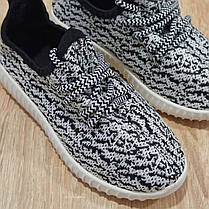 розмір 32 Кросівки yeezy дитячі сітка чорні чорно-білі кеди на шнурках, фото 3