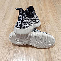 розмір 32 Кросівки yeezy дитячі сітка чорні чорно-білі кеди на шнурках, фото 4