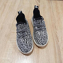 розмір 32 Кросівки yeezy дитячі сітка чорні чорно-білі кеди на шнурках, фото 6
