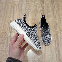 розмір 32 Кросівки yeezy дитячі сітка чорні чорно-білі кеди на шнурках, фото 5