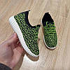Розмір 32 33 Кросівки сітка кеди зелені білі дитячі літні на шнурках, фото 3