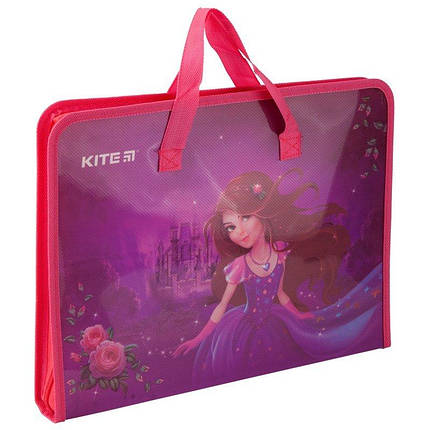 19-202-01 Папка-портфель на блискавці, 1 відділ., A4 Kite, Princess, фото 1