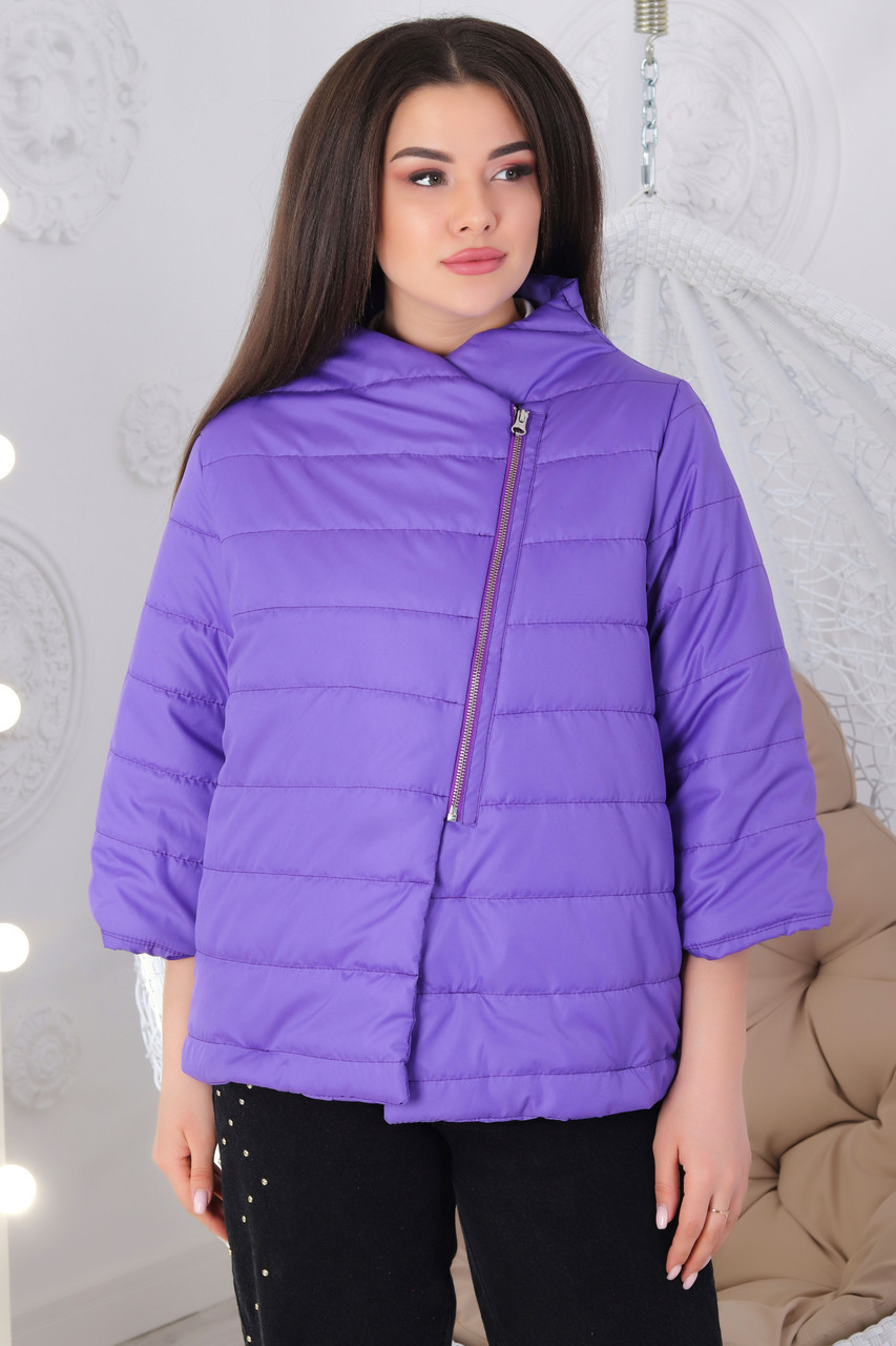Укорочена куртка вітровка — жилет Oversize ХІТ 2019/20, арт М524, колір фіалковий