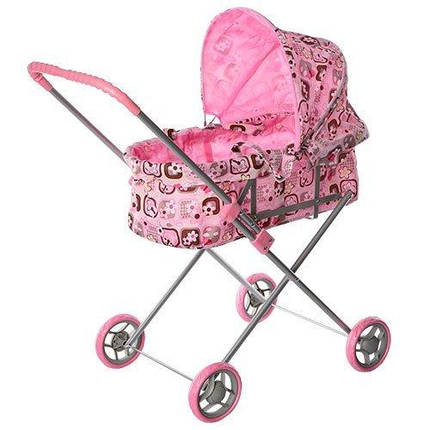 KM9308/ 002 Іграшка Коляска 9308 / 002 залізна, кошик, у кульці, 72-32 см, фото 2