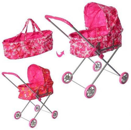 KM9308/ 002 Іграшка Коляска 9308 / 002 залізна, кошик, у кульці, 72-32 см, фото 3