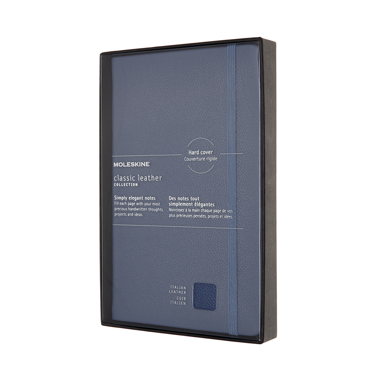 Блокнот Moleskine Leather середній 13х21 см в лінію Синій + Бокс (8053853605962)