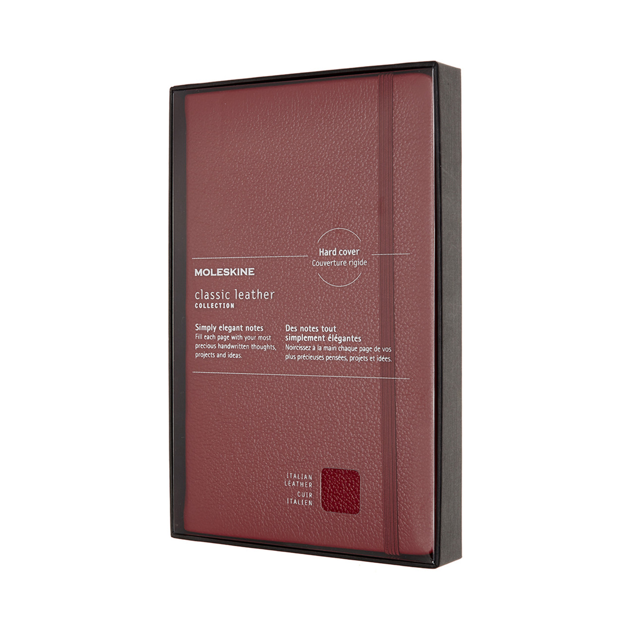 Блокнот Moleskine Leather середній 13х21 см в лінію Бордовий + Бокс (8053853605948)
