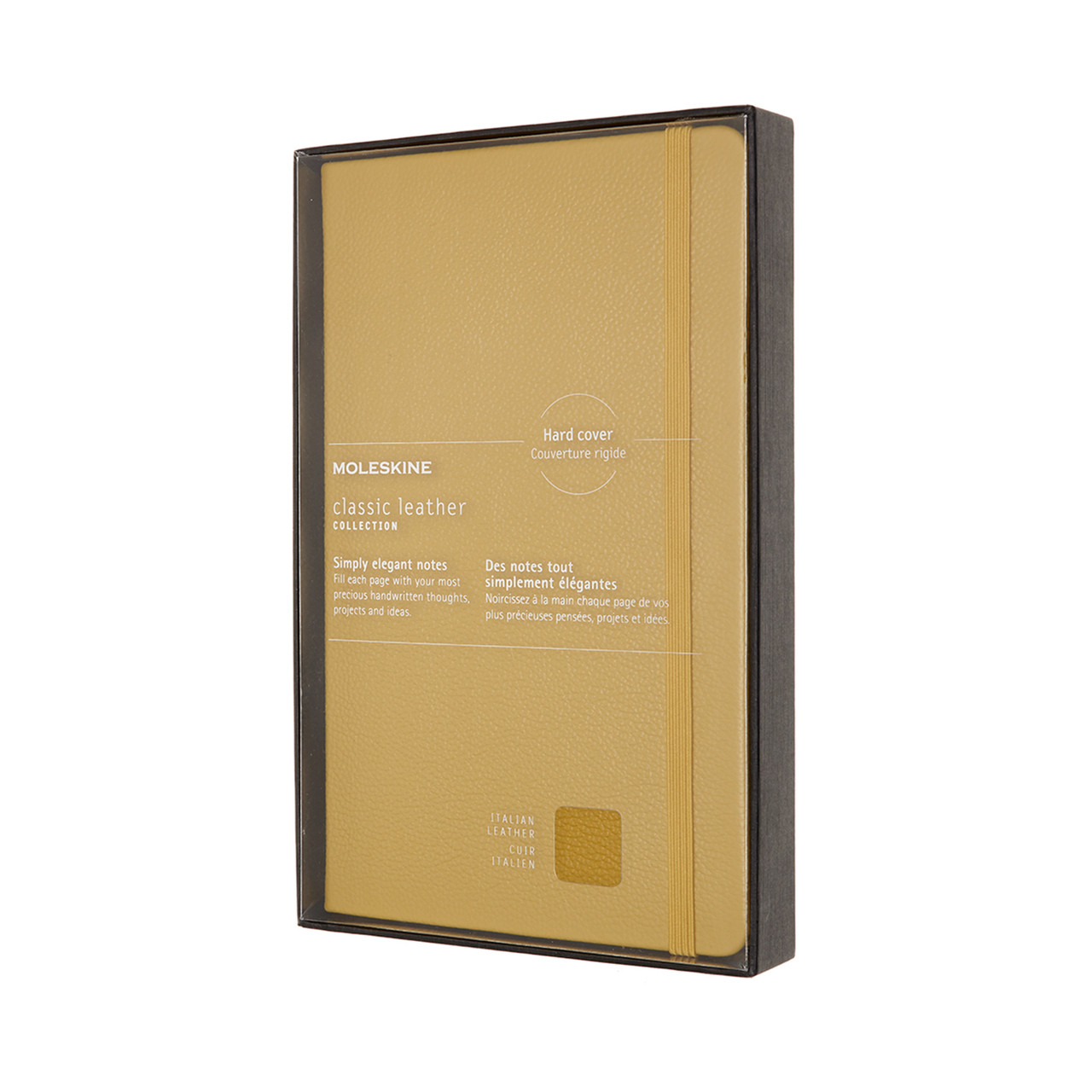 Блокнот Moleskine Leather середній 13х21 см в лінію Янтар + Бокс (8053853605955)