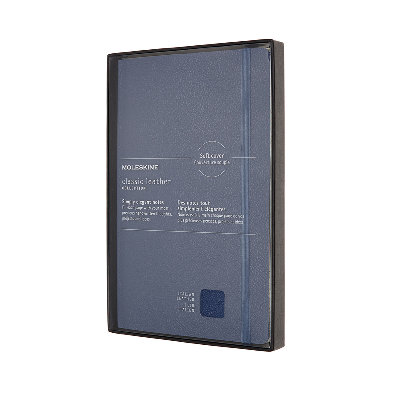 Блокнот Moleskine Leather середній 13х21 см в лінію Синій М'який + Бокс (8053853606006)