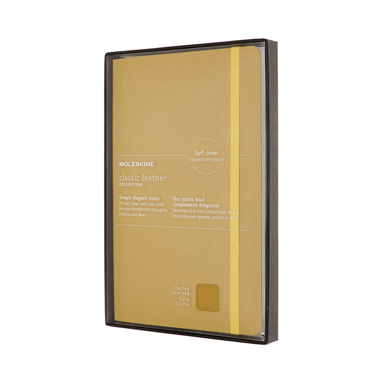 Блокнот Moleskine Leather середній 13х21 см в лінію Янтар М'який + Бокс (8053853605993)