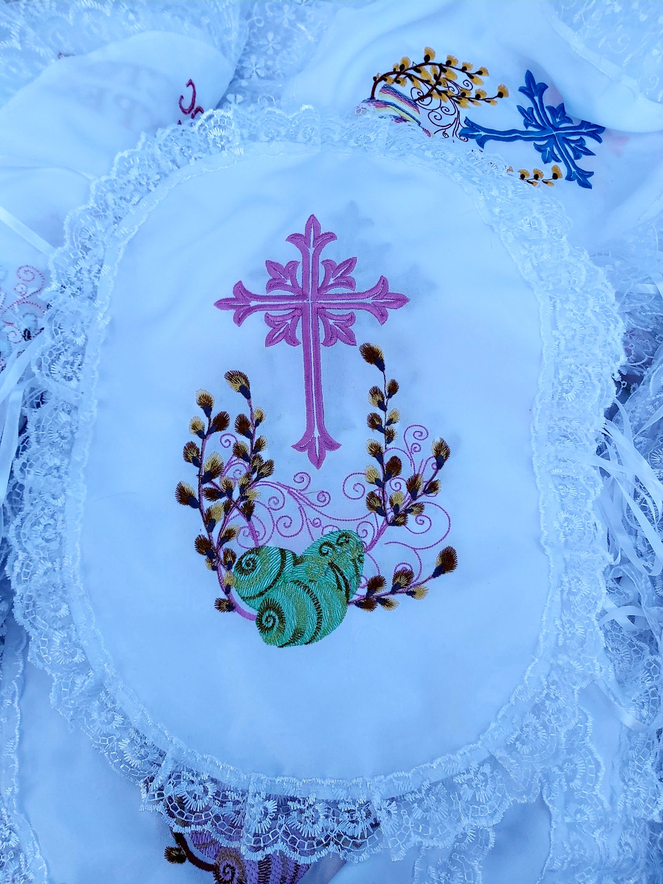 Вишиті серветки на Великодний кошик в різних кольорах, фото 1