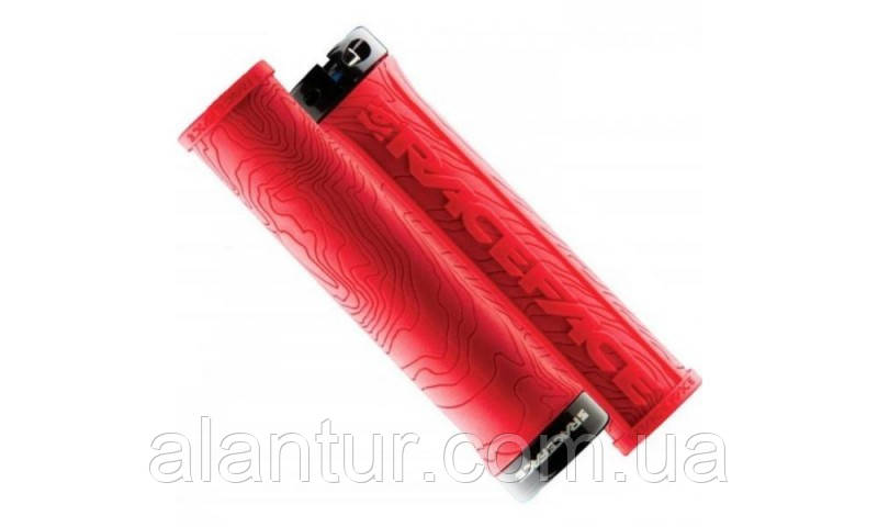 Грипси на велосипед Race Face HALF NELSON W/LOCK ЧЕРВОНІ, анатомічні, антиковзні, 134 мм, фото 1