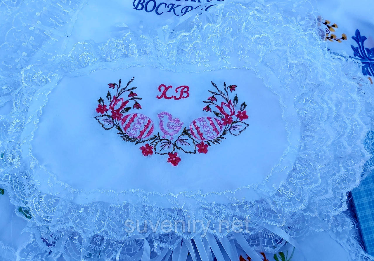 Великодні вишиті серветки на дитячий кошик різні узори