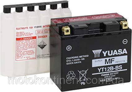 Акумулятор для мотоцикла YUASA YT12B-BS сухозаряженный AGM 10Ah 210A 150x70x130