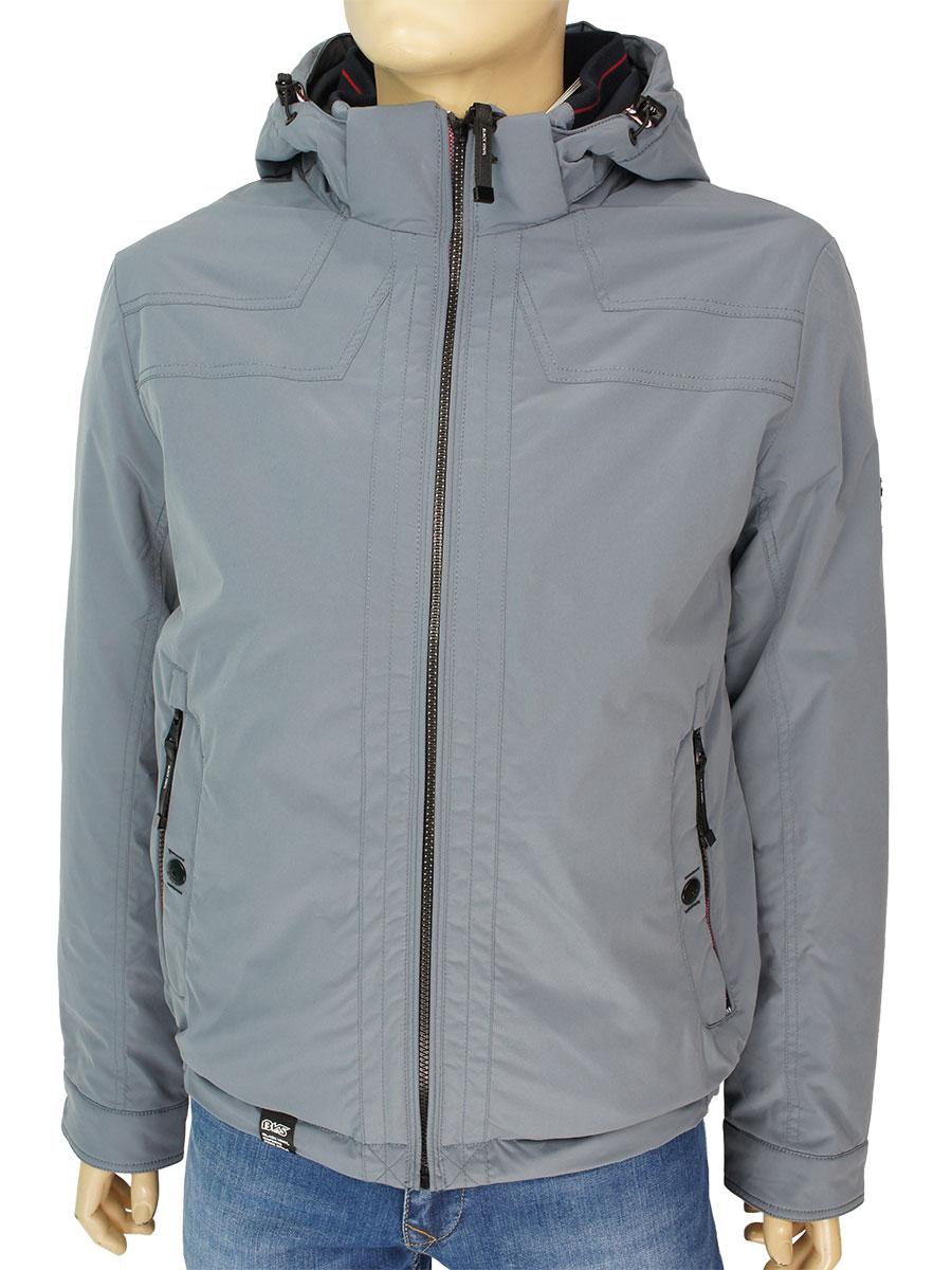 Стильна чоловіча демісезонна куртка Black vinyl TC 20-1629 C.5 # D-GREY в світло-сірому кольорі