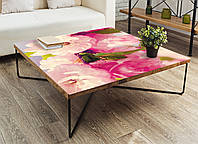Вінілова наклейка на стіл Суцвіття декор столів фотодрук меблі рожеві квіти сакура абстракція 600*1200 мм