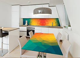 Вінілова наклейка на стіл Абстракція 01 декор столів фотодрук меблі заломлення веселка грані 600*1200 мм