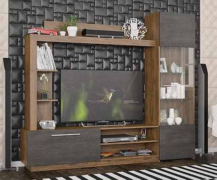 Стінка Тренто Горіх рінальді + Північне дерево Меблі Сервіс (203.9х35х176.8 см)