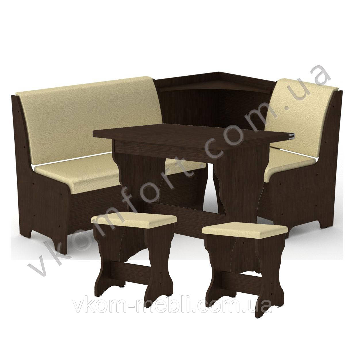 Кухонний куточок Марсель комплект (стіл КС-3 розкладний+диван+2 табурета Т1), фото 1