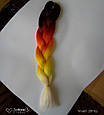 Канекалоновая коса омбре, чорний + червоний + жовтий + білий, фото 3