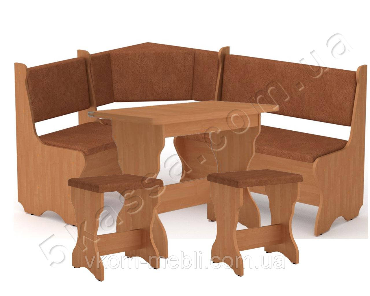 Кухонний куточок Кіпр комплект (стіл КС-3 розкладний+диван+2 табурета Т1), фото 1