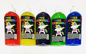 Клей силікатний із блискітками 200гр. ЗЕЛЕНИЙ у тюбику (10уп)