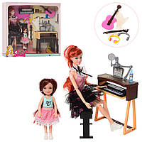 Кукла 7726-B1 29см, шарнирная, с дочкой 12см, стол, муз. инструменты