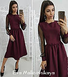 Трикотажна сукня з сіткою на рукавах, фото 2