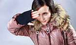 Зимова куртка Беж, еко хутро єнота, рукавичка на один палець, підклад мікрофліс, Моне, р. 140,146,164, фото 2
