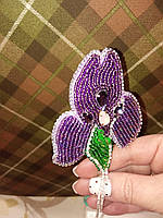 Женское украшение с чешского бисера и бусин брошь цветок ирис
