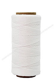 Нитка кругла вощена, поліестер Текс.No375 White 100 м колір білий