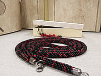 Жіноче намисто довгий джгут із чешського бісеру   Ларіат чорний з червоним