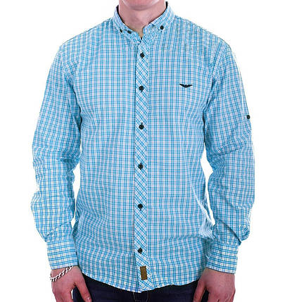 Чоловіча картата сорочка Ronex Туреччина s1418/1 Блакитна S, фото 1