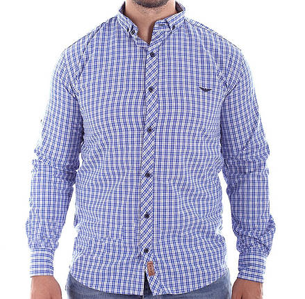 Чоловіча картата сорочка Ronex Туреччина s1418/2 Синя S, фото 1