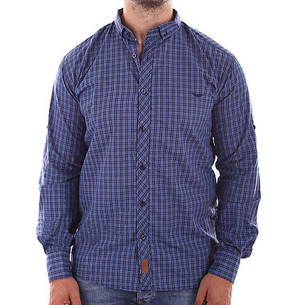 Чоловіча картата сорочка Ronex Туреччина s1418/4 Темно-синя S, фото 1