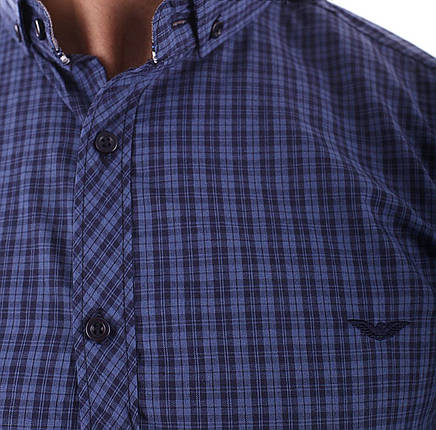 Чоловіча картата сорочка Ronex Туреччина s1418/4 Темно-синя S, фото 2