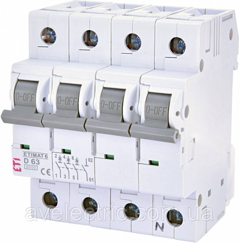 Автоматичний вимикач ETIMAT 6 3p+N C50 ETI, 2146521