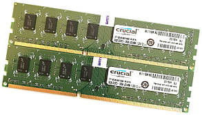 Пара оперативной памяти Crucial DDR3L 16Gb (8Gb+8Gb) 1866MHz PC3L 14900U 2R8 CL11 (CT102464BD186D.M16FN) Б/У