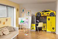 Дитяче ліжко-чердак Bed-Room No1 Lamborghini жовте, спальне місце 1700х800 мм, фото 4