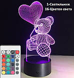 3D Світильник ✨Ведмедик з кулькою✨. 1 Світильник - 16 різних кольорів світла, подарунок доньці, фото 8
