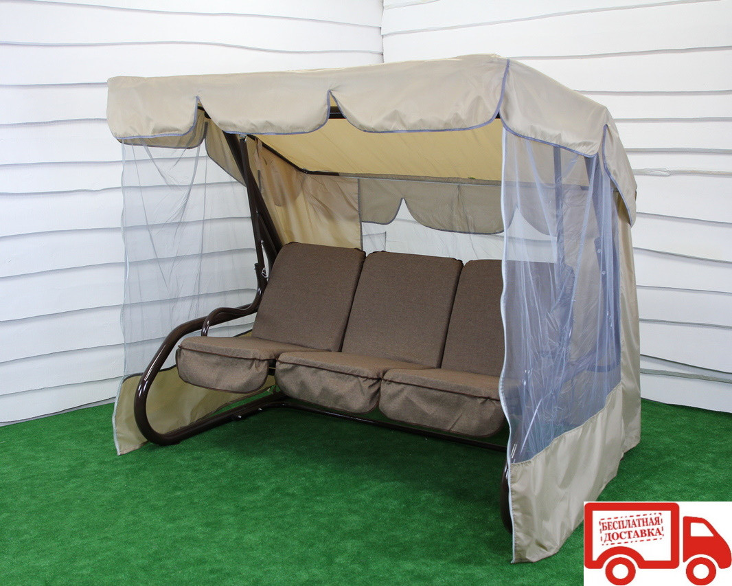 Гойдалка садова розкладна з антимоскітною сіткою Брауні GreenGard