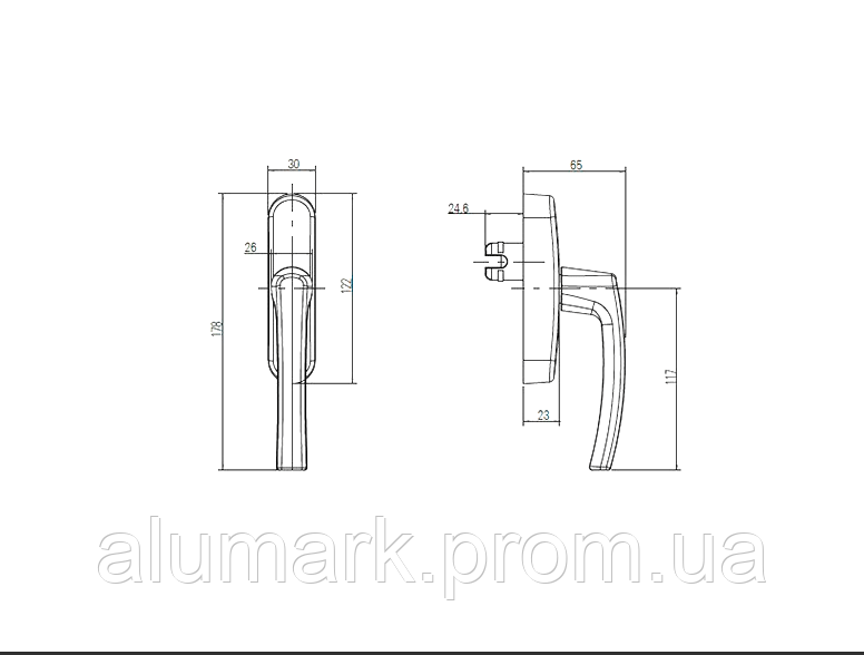 Ручка оконная Rotoline, для алюминиевых окон, белая, фото 2