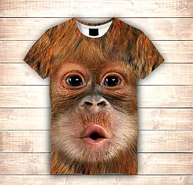 Футболка з принтом 3D Monkey Kiss (Футболка Big Face) ВСІ Розміри