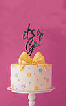 Топер фігурка на торт дзеркальний двосторонній  "It`s a Girl" Manific Decor, фото 4