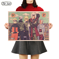 Вінтажний плакат на стіну з героями Наруто! Анімаційні герої на постері для прикраси кімнати!