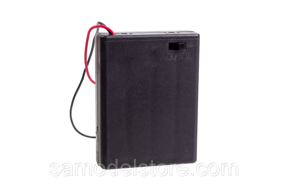 Касета для батарейки 4ААА закритий, 63x48,5x15,5 з дротом 15 см, фото 1