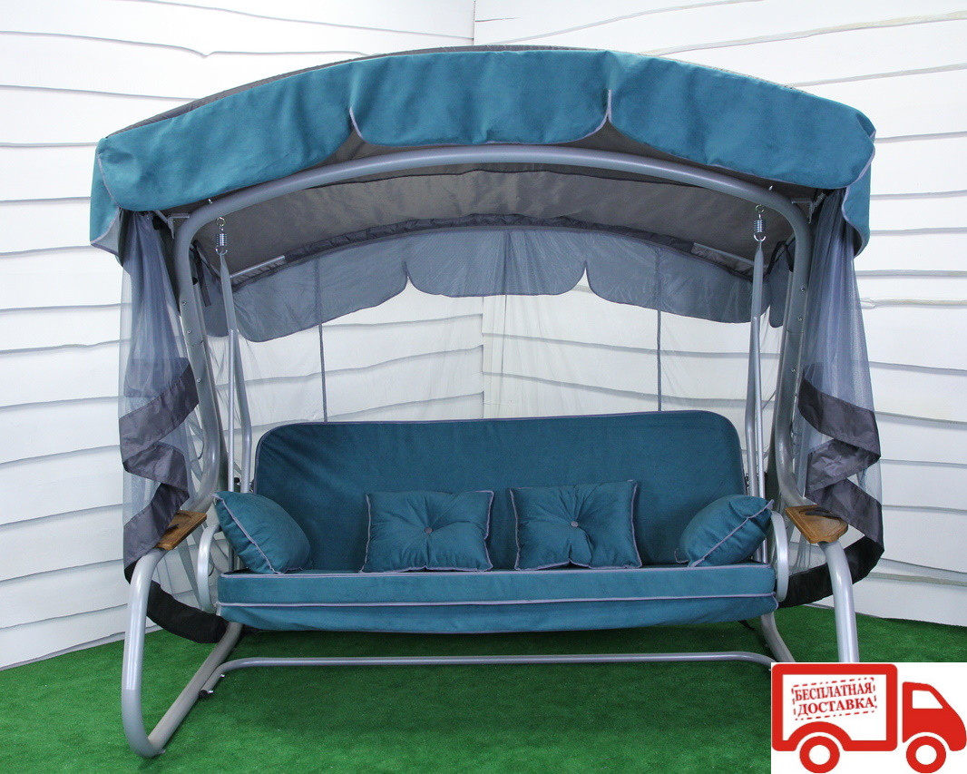 Гойдалка з відкидною спинкою й анти москітною сіткою Совівіля соло GreenGard, фото 1