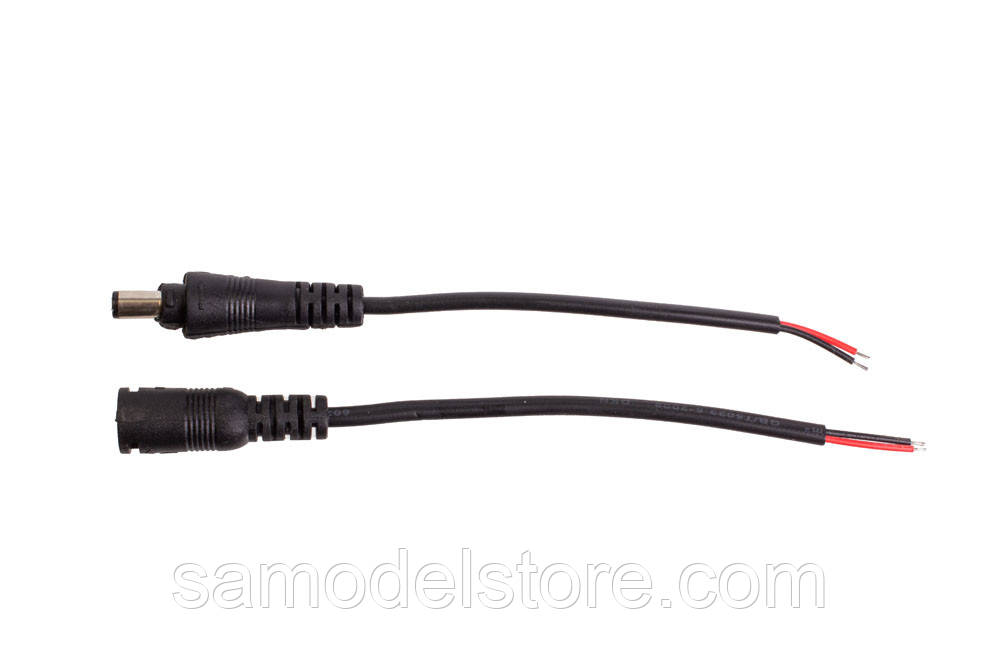 Комплект штекерів живлення DC power jack 2.1*5.5mm з фіксатором папа-мама, фото 1
