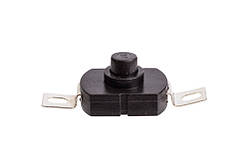 Вимикач 2 контакти, 2 положення (ON-OFF) без підсвічування на ліхтар, чорний, заокруглений